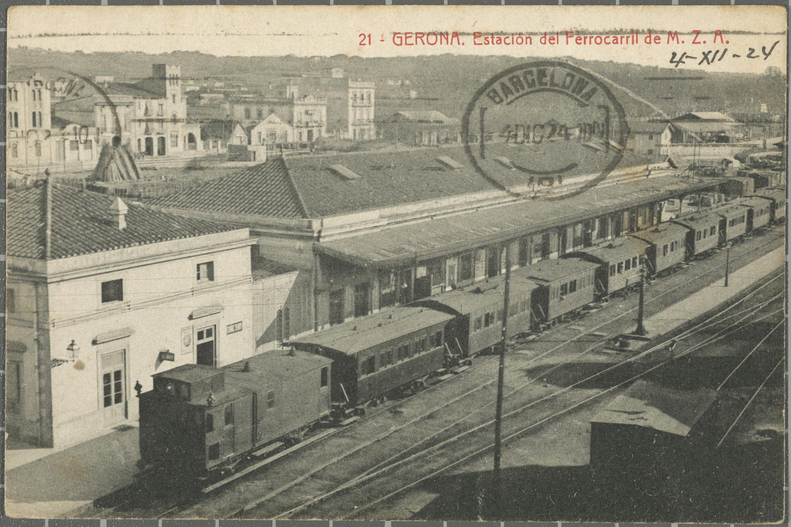 Desconegut, 21 -Gerona. Estación del Ferrocarril de M.Z.A.