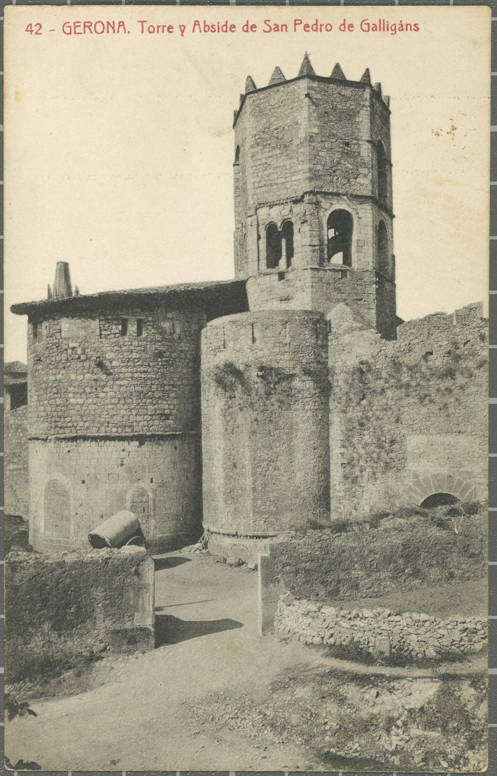 Desconegut, 42-Gerona. Torre y Abside de San Pedro de Galligans