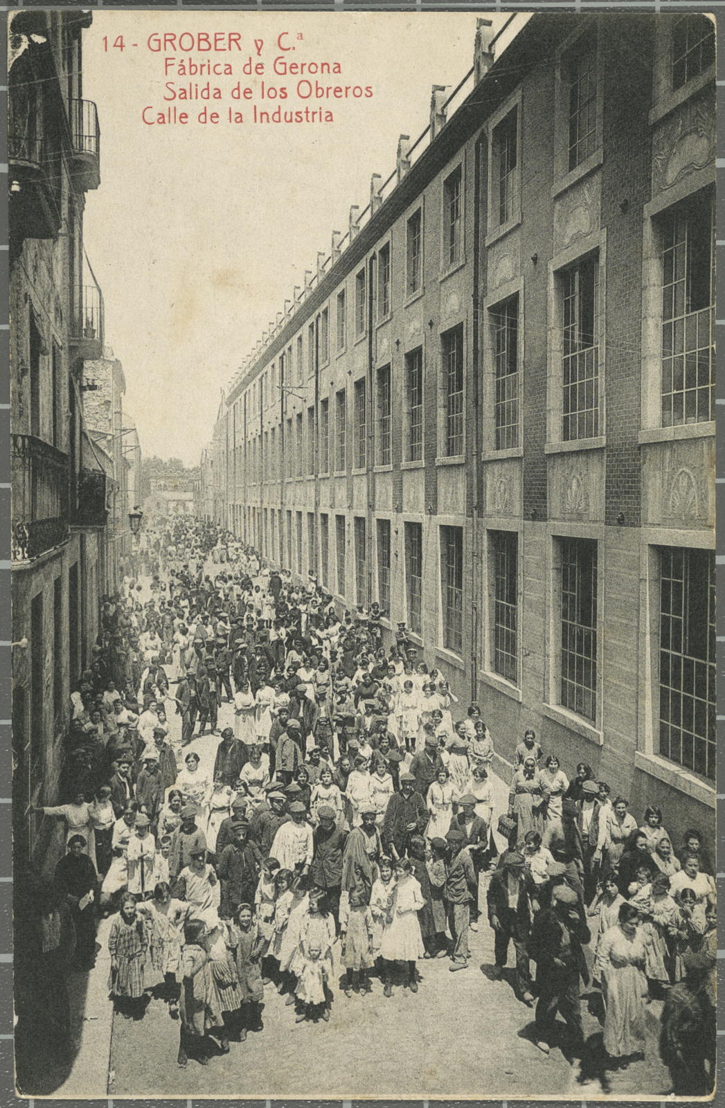 Desconegut, 14 -Grober y Ca. -Fábrica de Gerona. Salida de los obreros. Street Industria