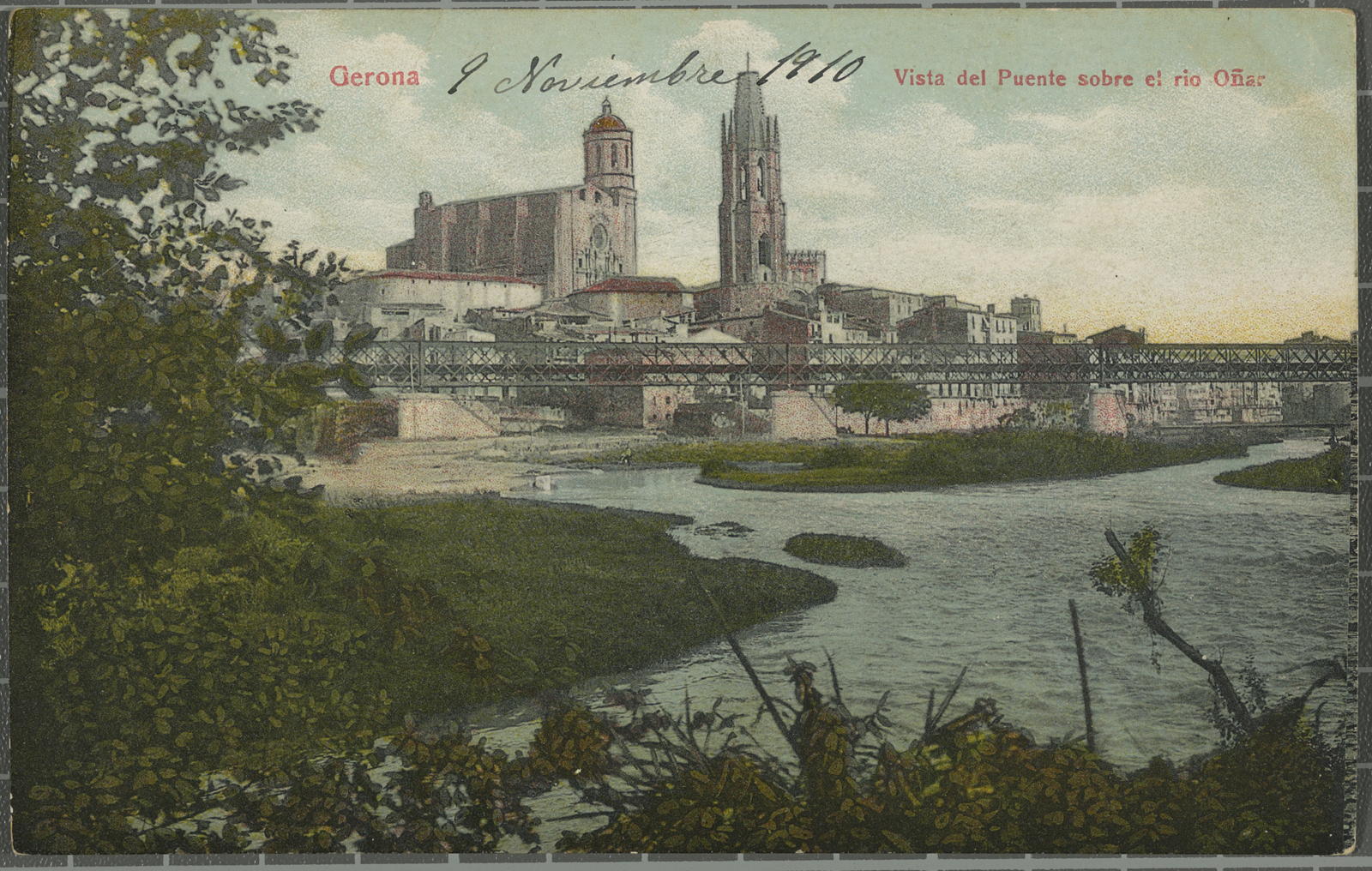 Desconegut, Gerona. Vista del Puente sobre el rio Oñar