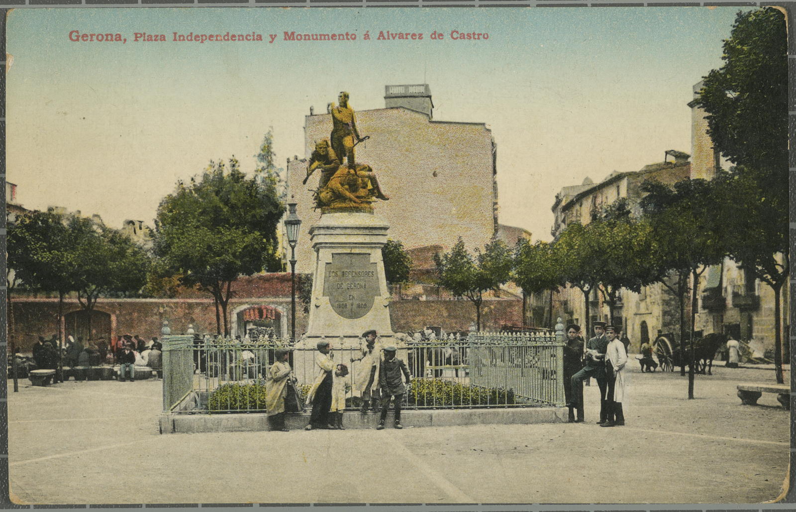 Gerona, Plaza Independencia y Monumento á Alvarez de Castro