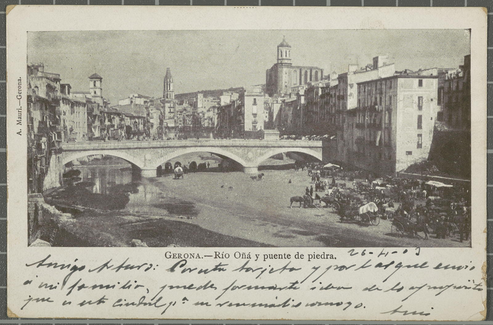 Amadeu Mauri Aulet, Gerona.-Río Oñá y puente de piedra