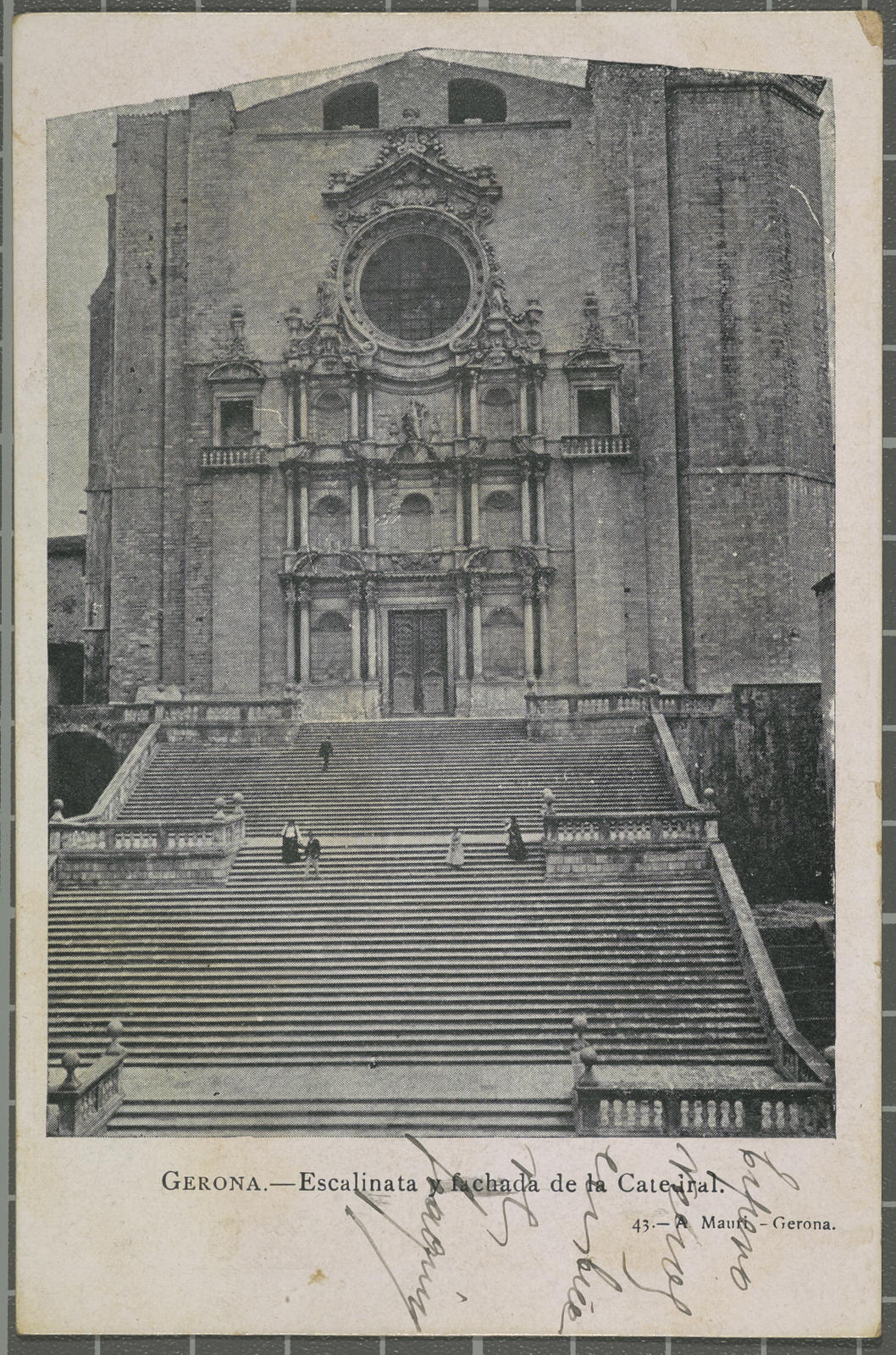 Amadeu Mauri Aulet, Gerona.-Escalinata y fachada de la Catedral