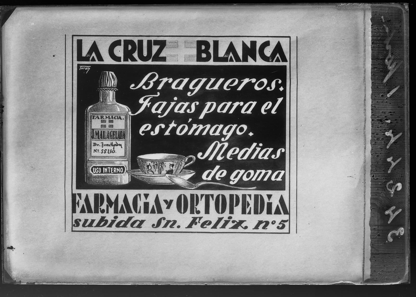 Desconegut, [Pharmacy advertizing poster and orthopaedics The White Cross]
