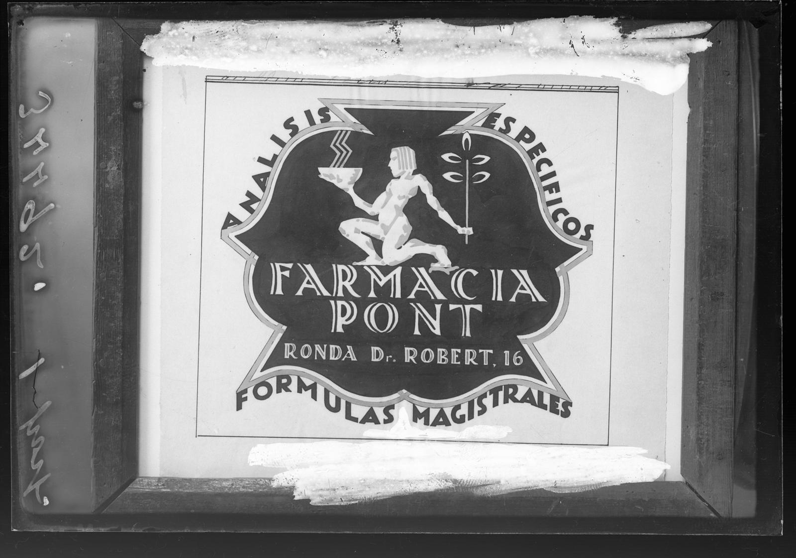 Desconegut, [Cartell publicitari de la farmàcia Pont]