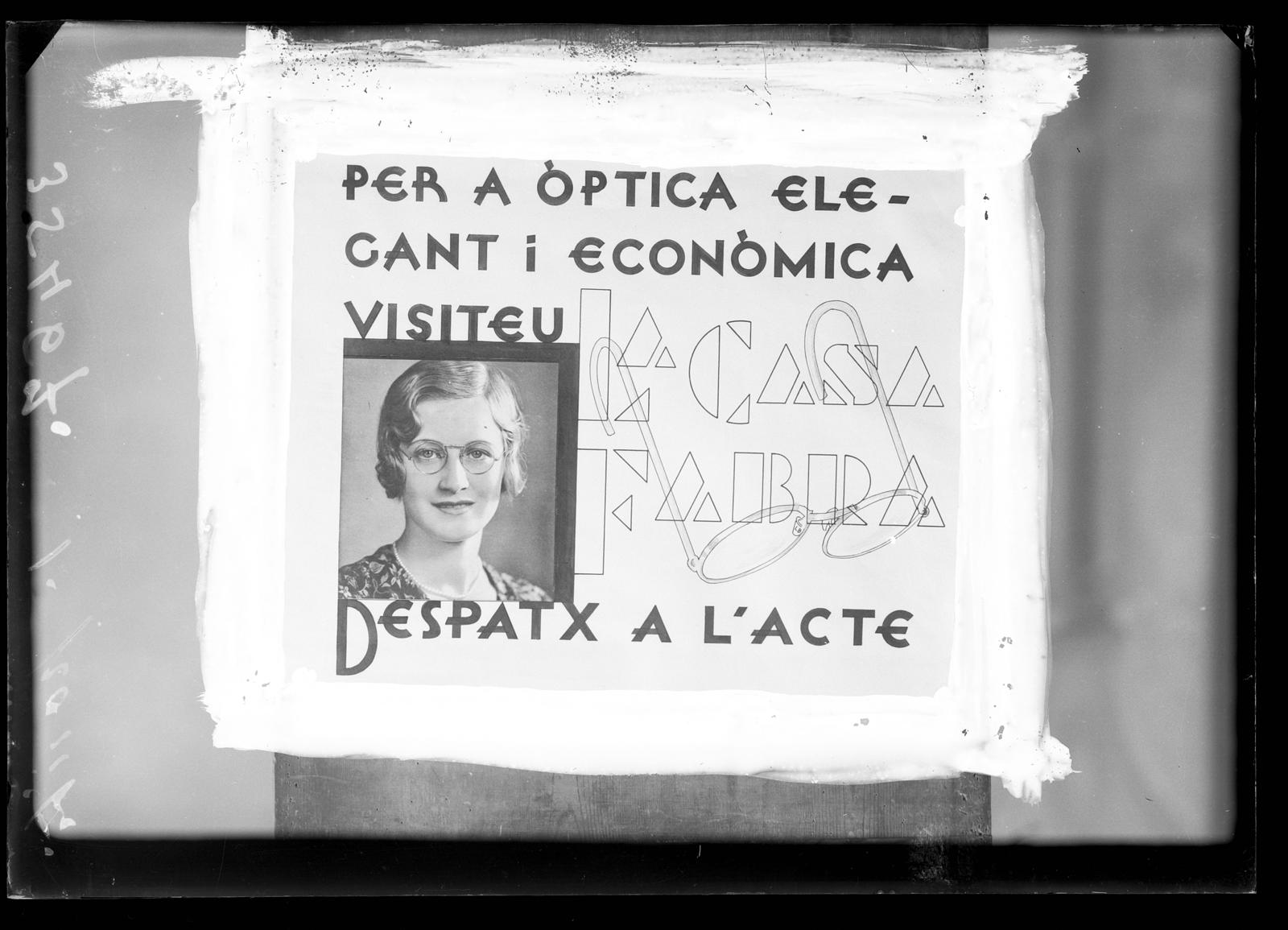 Desconegut, [Cartell publicitari de l'òptica Fabra]
