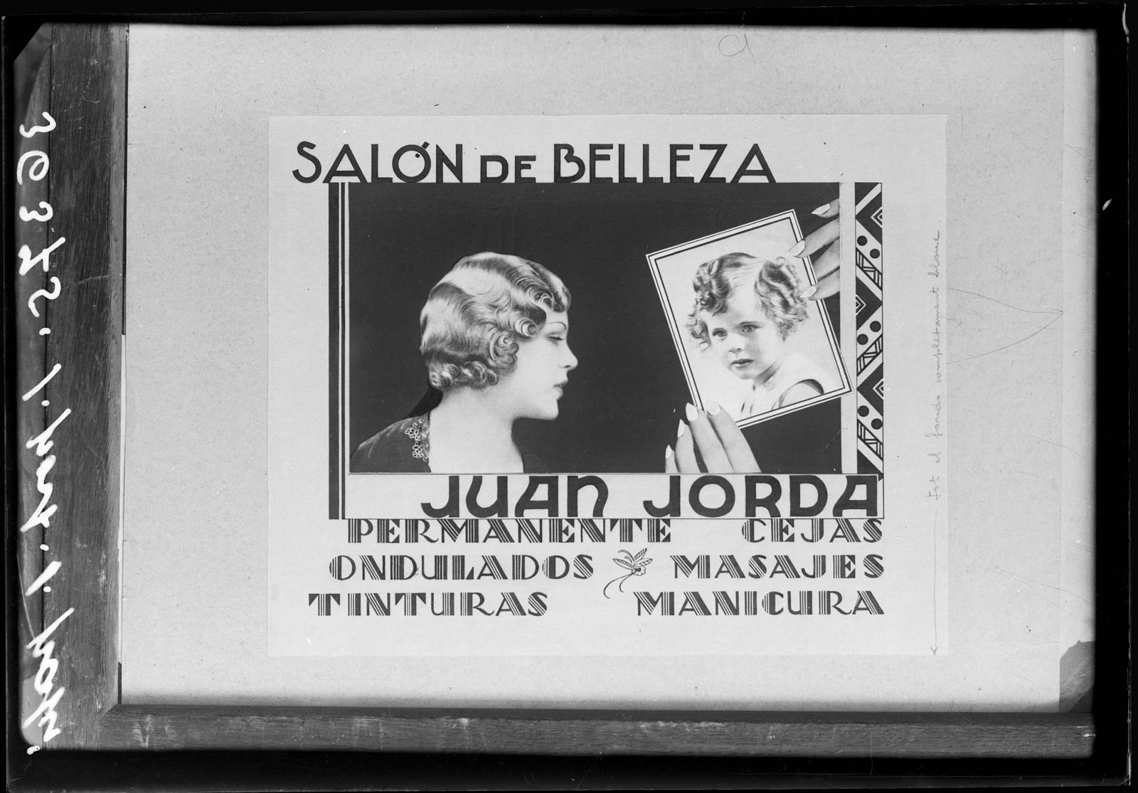 Desconegut, [Advertising poster of the Joan Jordan Hairdressing]