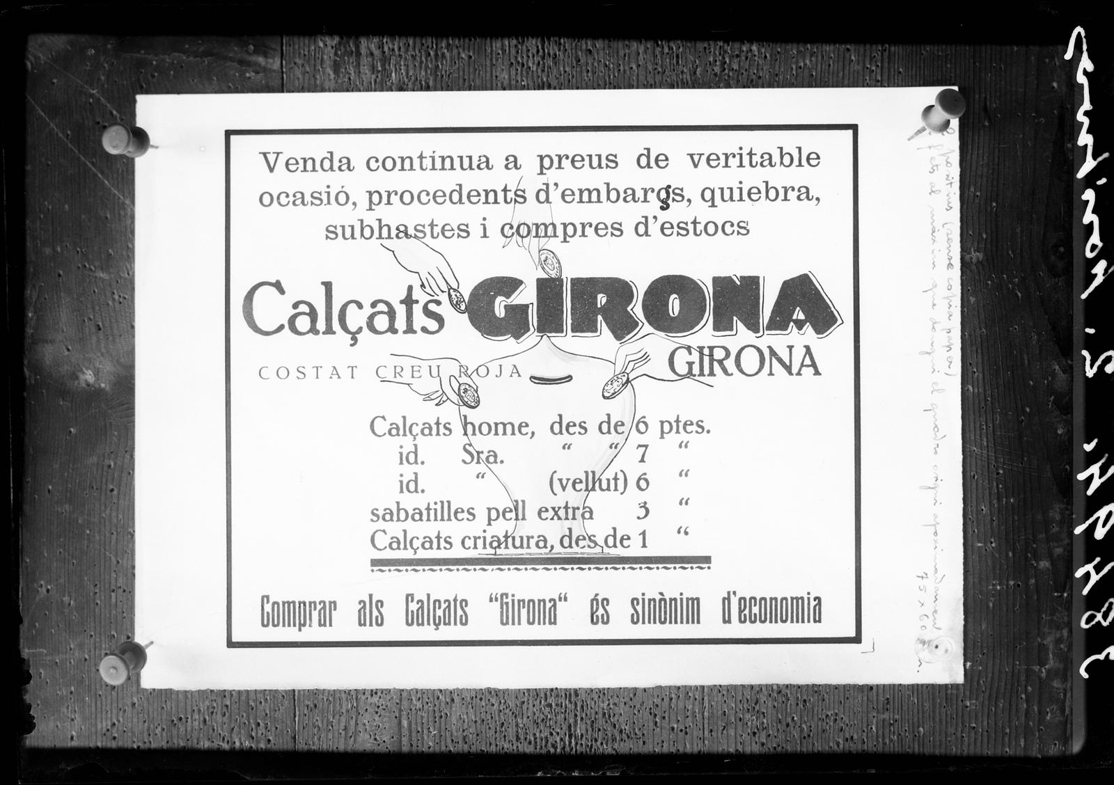 Desconegut, [Cartell publicitari de Calçats Girona]