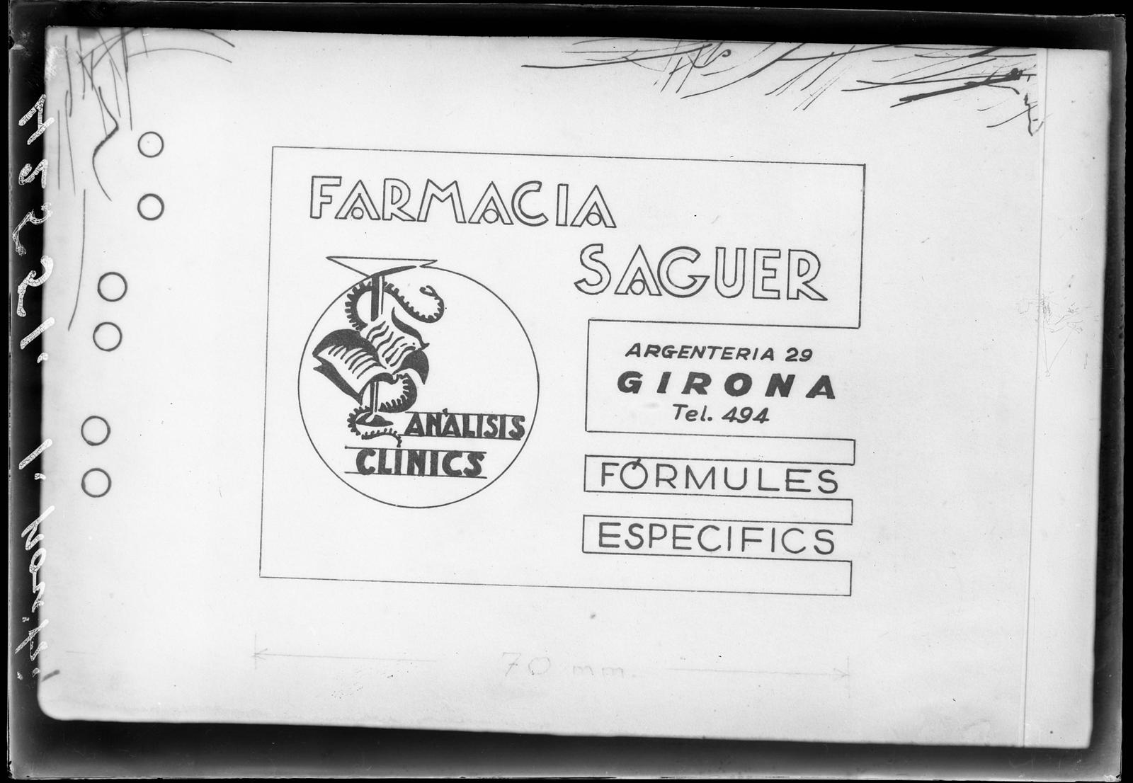Desconegut, [Saguer pharmacy advertizing poster]