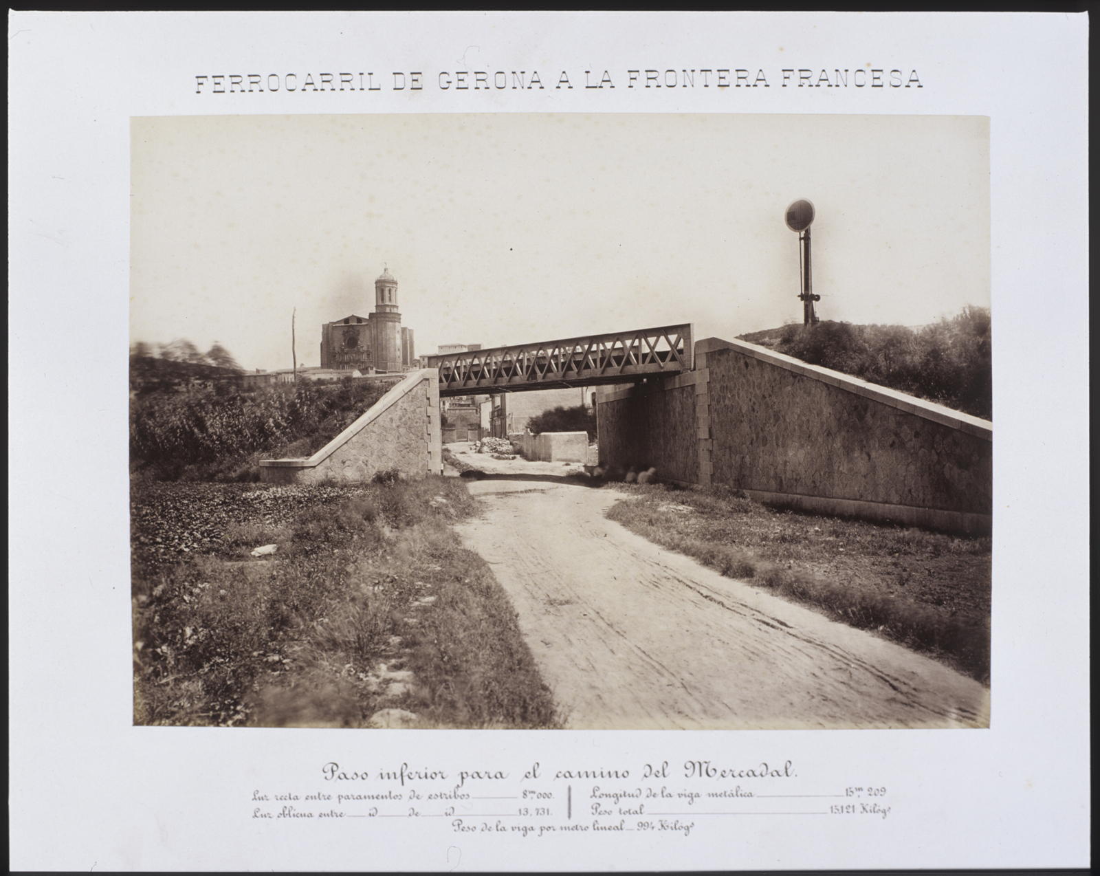Desconegut, Ferrocarril de Gerona a la Frontera Francesa. Paso inferior para el camino del Mercadal