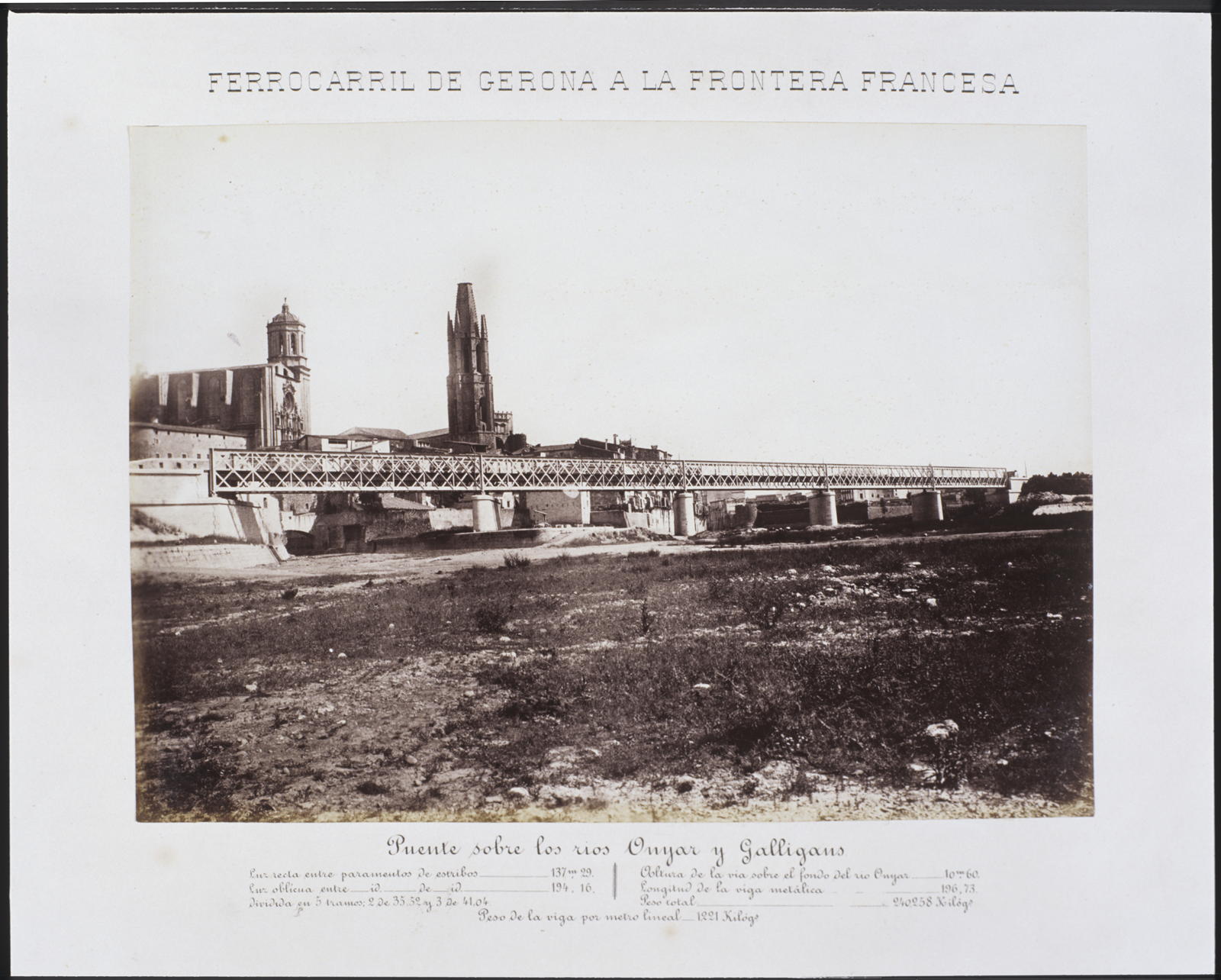 Desconegut, Ferrocarril de Gerona a la Frontera Francesa. Puente sobre los rios Onyar i Galligants