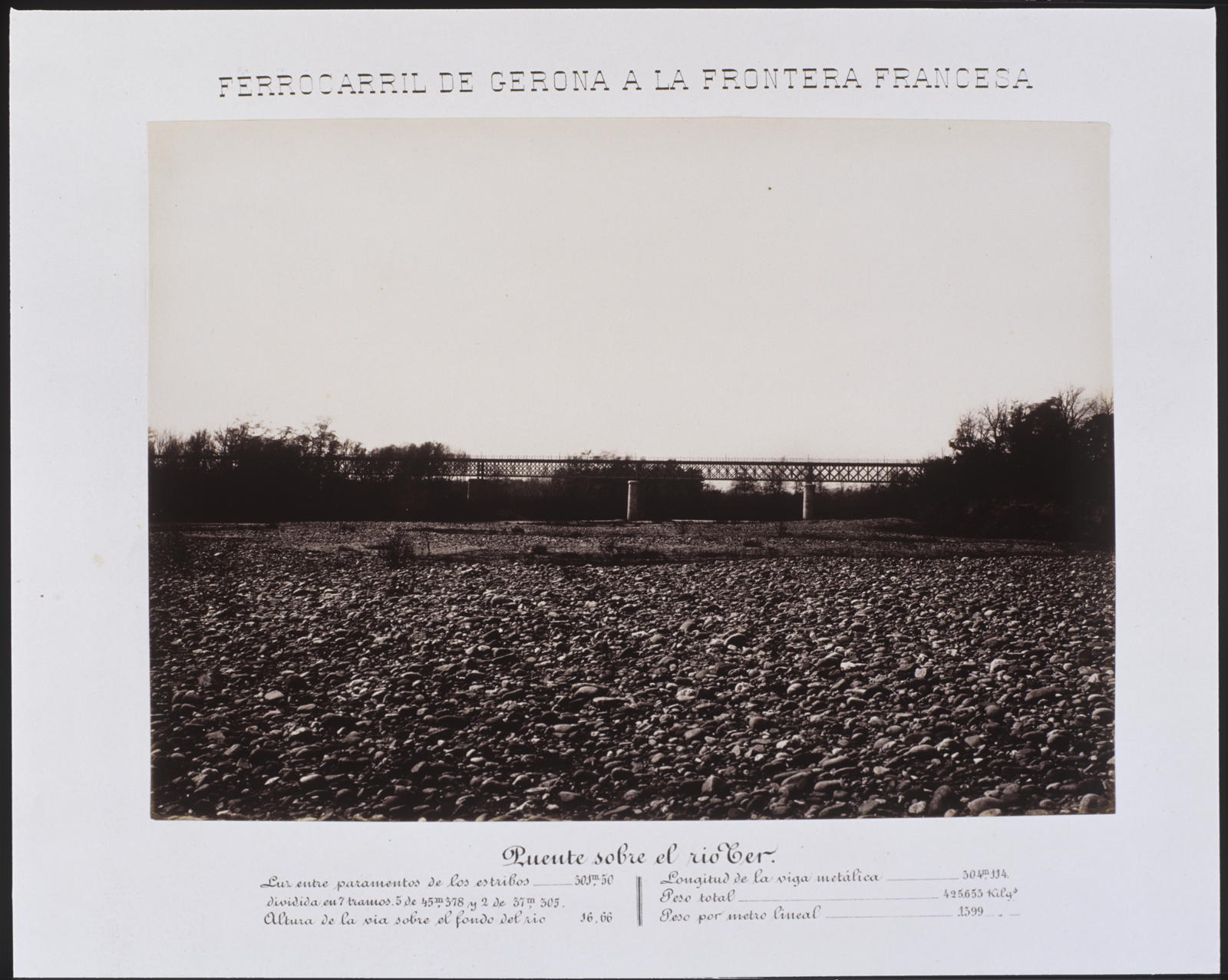 Desconegut, Ferrocarril de Gerona a la Frontera Francesa. Puente sobre el río Ter