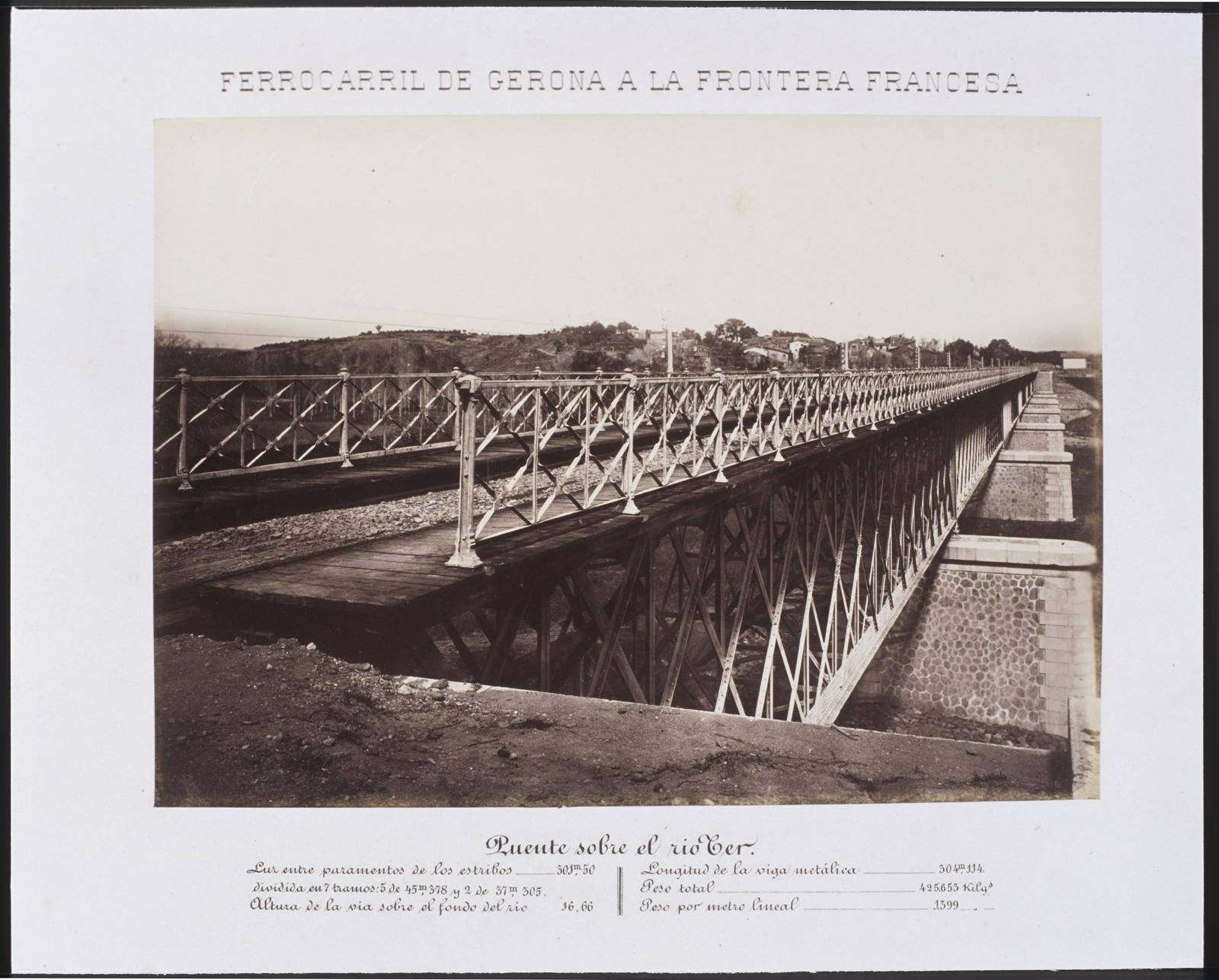 Desconegut, Ferrocarril de Gerona a la Frontera Francesa. Puente sobre el río Ter