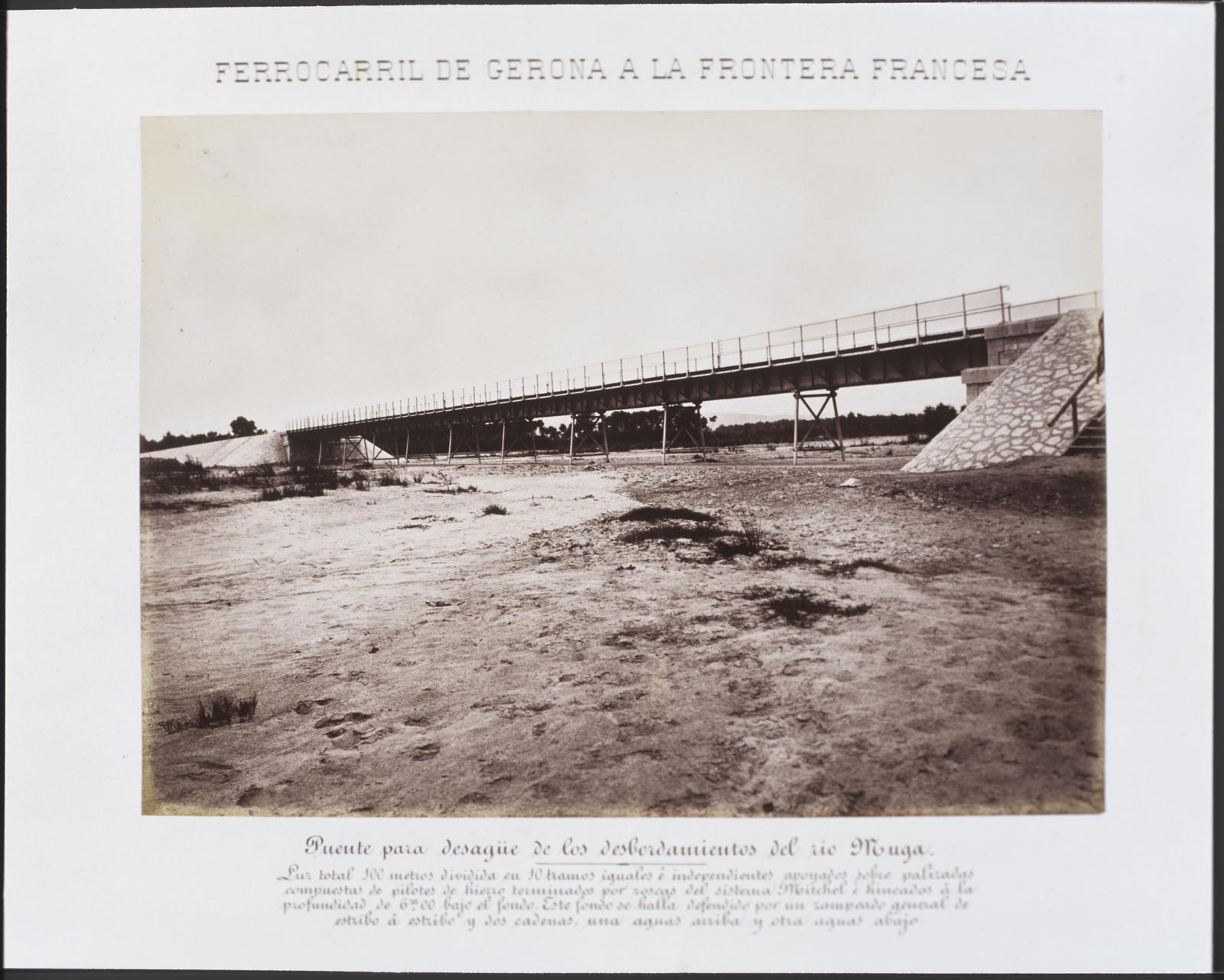 Desconegut, Ferrocarril de Gerona a la Frontera Francesa. Puente para desagüe de los desbordamientos del rio Muga