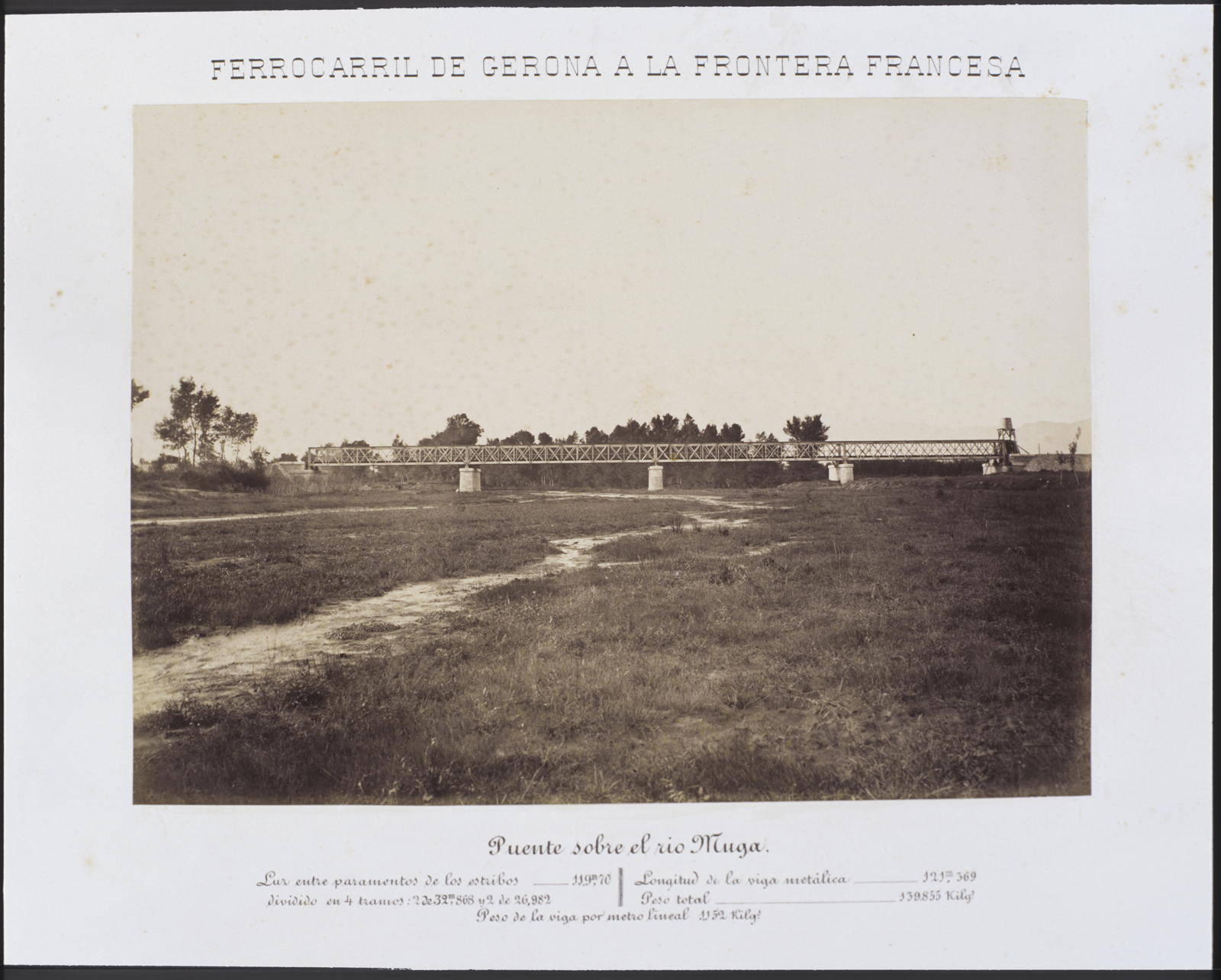 Desconegut, Ferrocarril de Gerona a la Frontera Francesa. Puente sobre el rio Muga