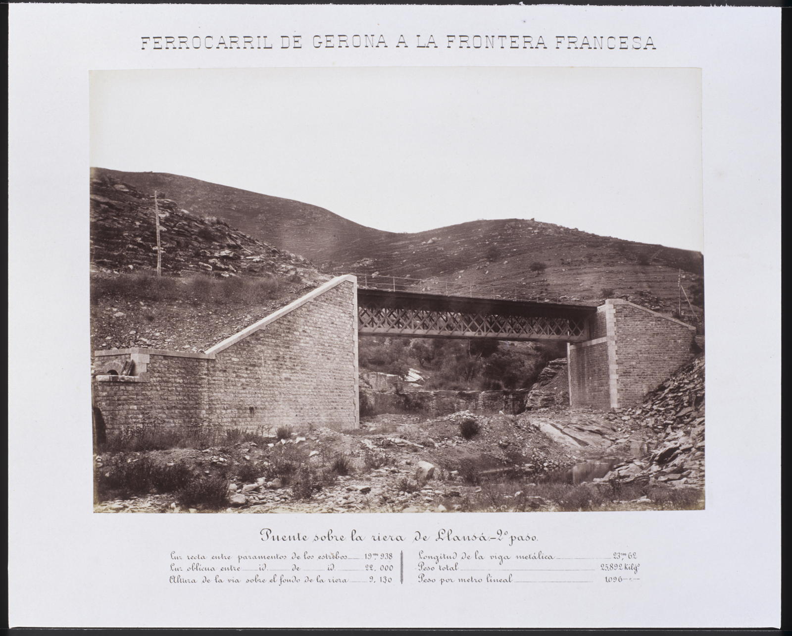 Desconegut, Railway from Gerona to the French Border. Bridge over the stream y camino de Llansá - 2nd step