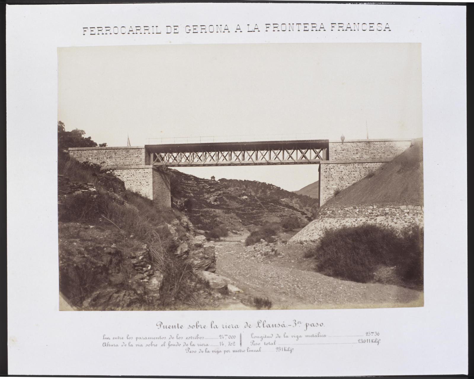 Desconegut, Railway from Gerona to the French Border. Bridge over the stream y camino de Llansá - 3rd step