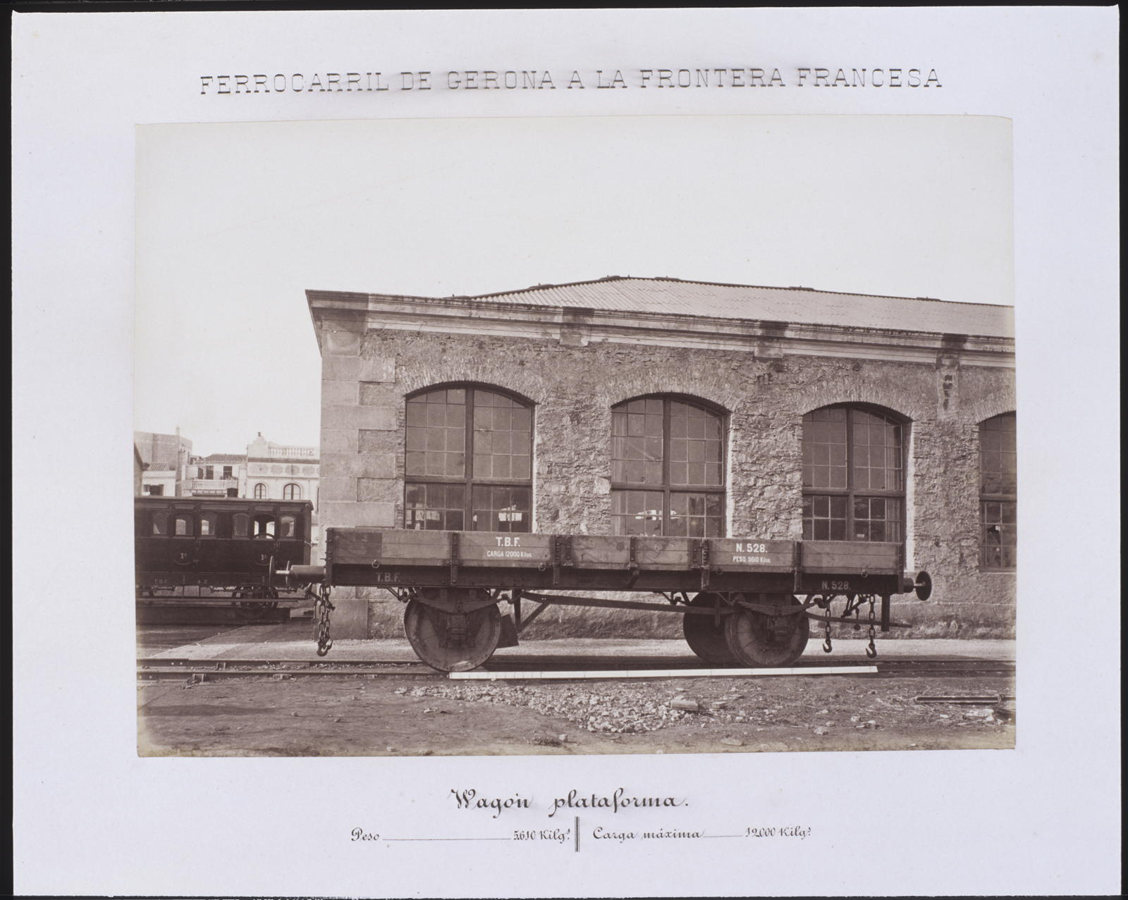 Desconegut, Ferrocarril de Gerona a la Frontera Francesa. Vagon plataforma