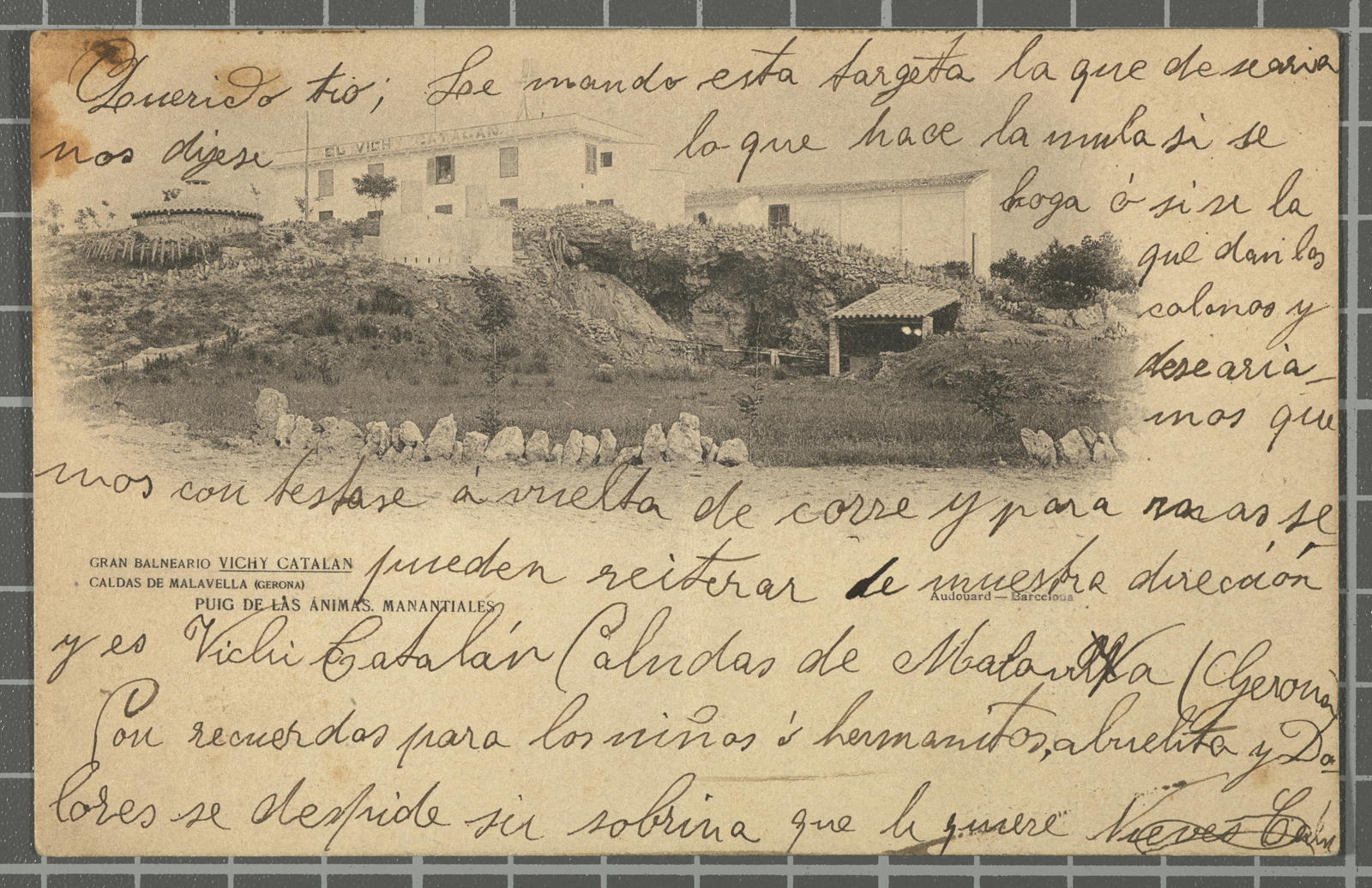 Desconegut, Gran Balneario Vichy. Caldas de Malavella (Gerona). Puig de las Ánimas. Manantiales