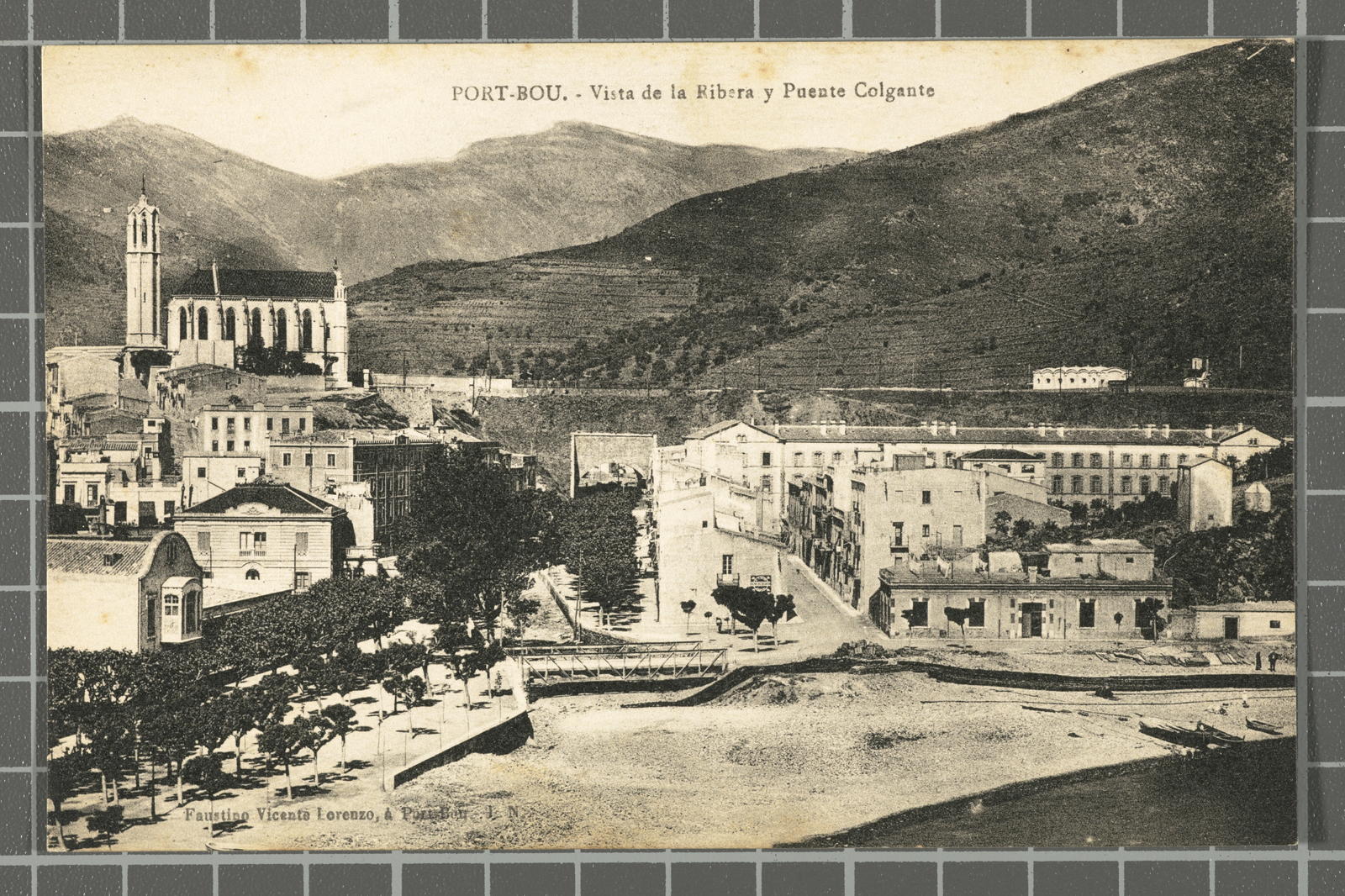 Desconegut, Port-Bou. - Vista de la Ribera y Puente Colgante