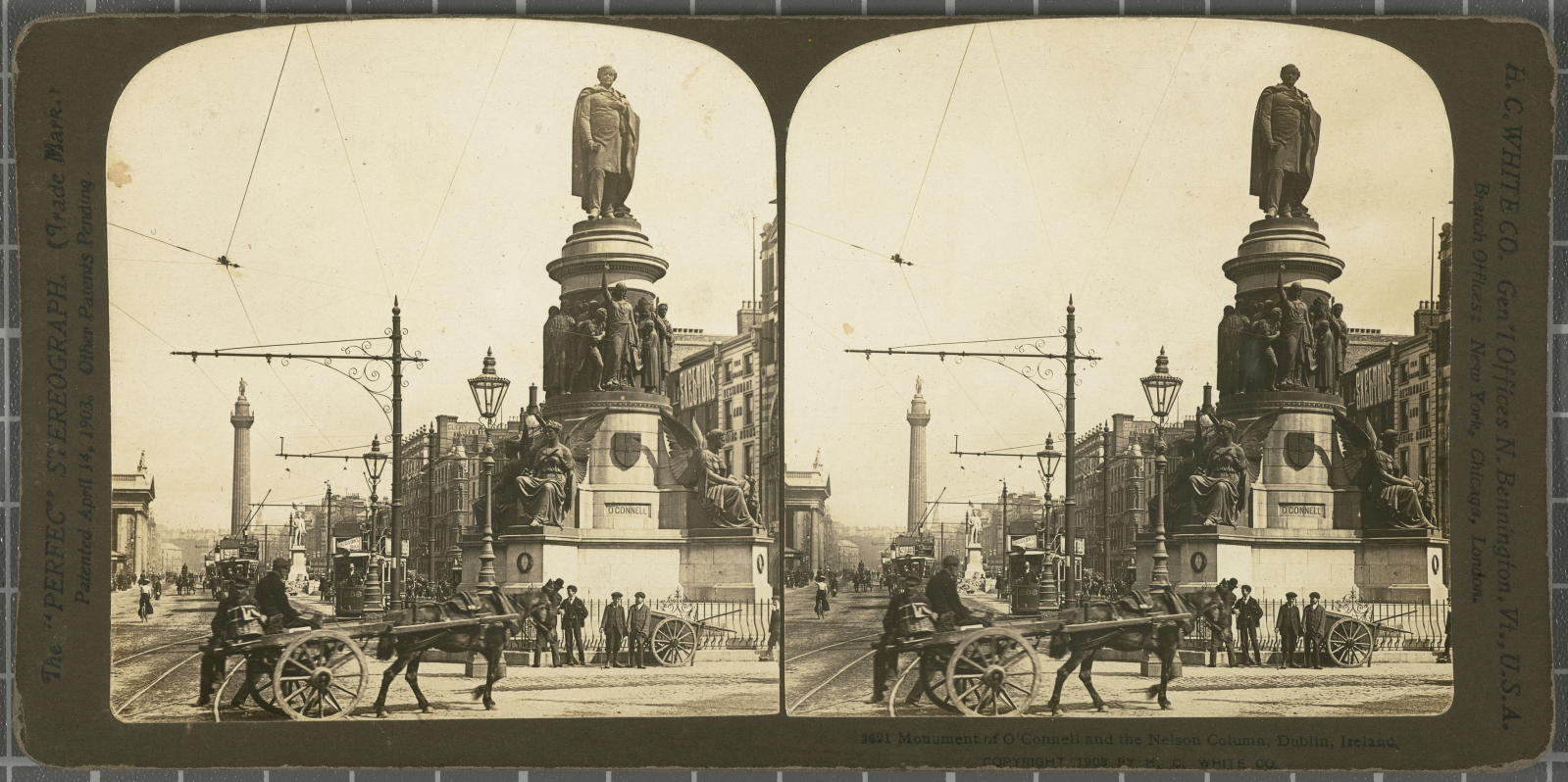 Desconegut, Monument of O’ Connell and the Nelson Column, Dublin, Ireland White, H.C. & Co., The\ ‘Perfec\’ Stereograph