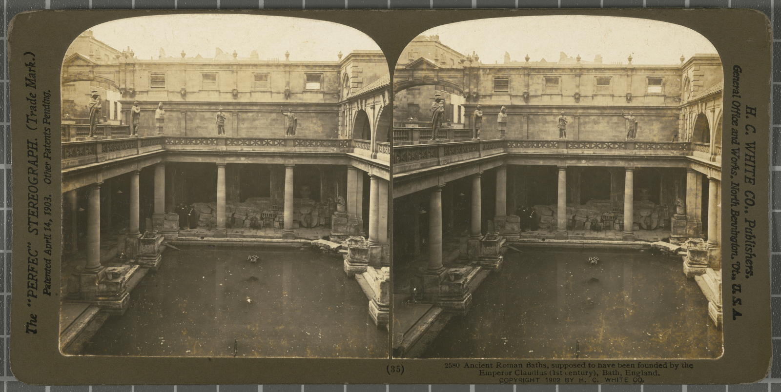Desconegut, Ancient Roman Baths, have been founded by the Emperor Claudius (century), Bath, England. White, H.C. & Co., The\ ‘Perfec\’ Stereograph "