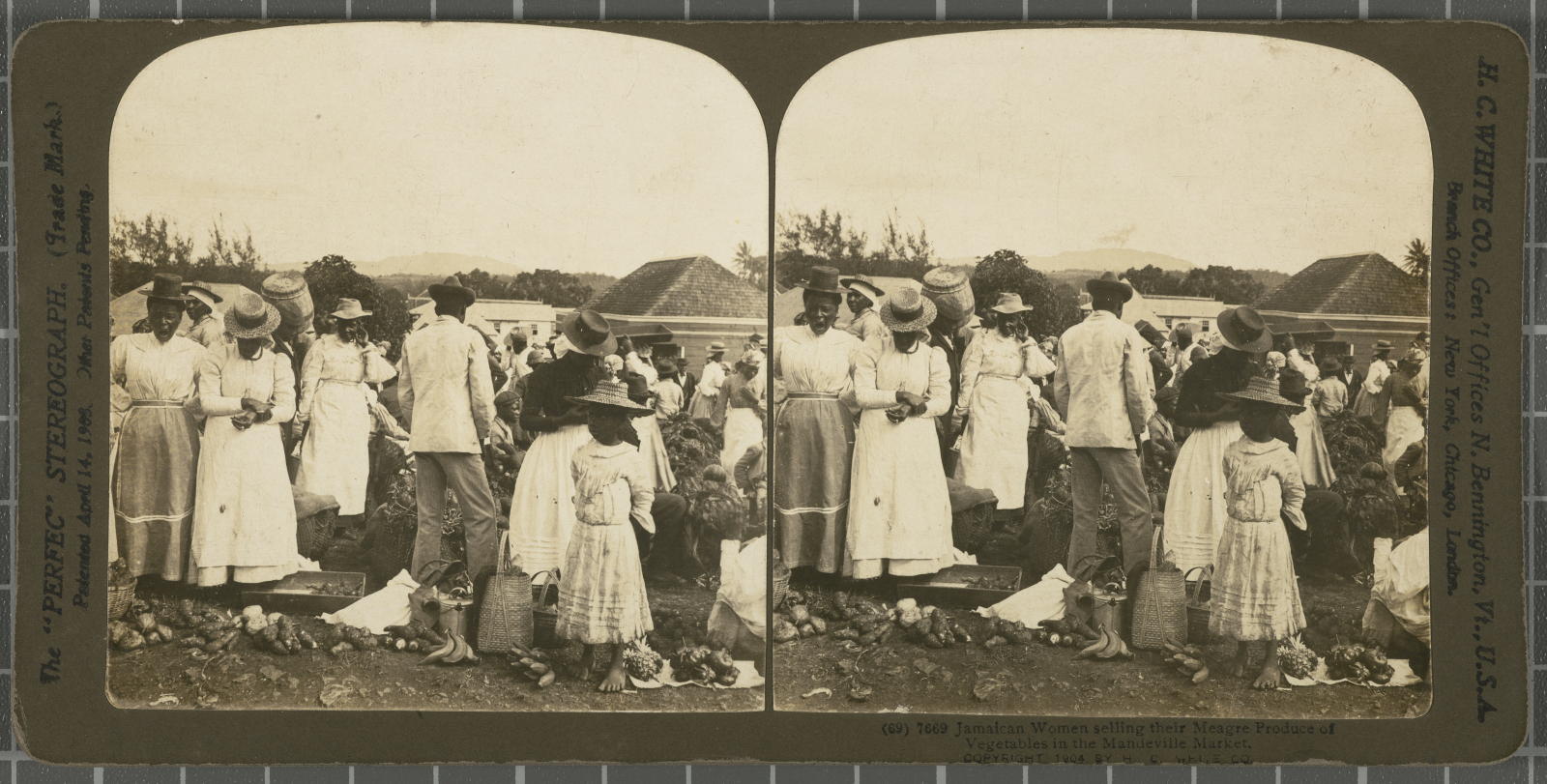 Desconegut, Jamaican Women selling their Meagre Produce of Vegetables in the Mandeville Market. White, H.C. & Co., The "Perfec" Stereograph
